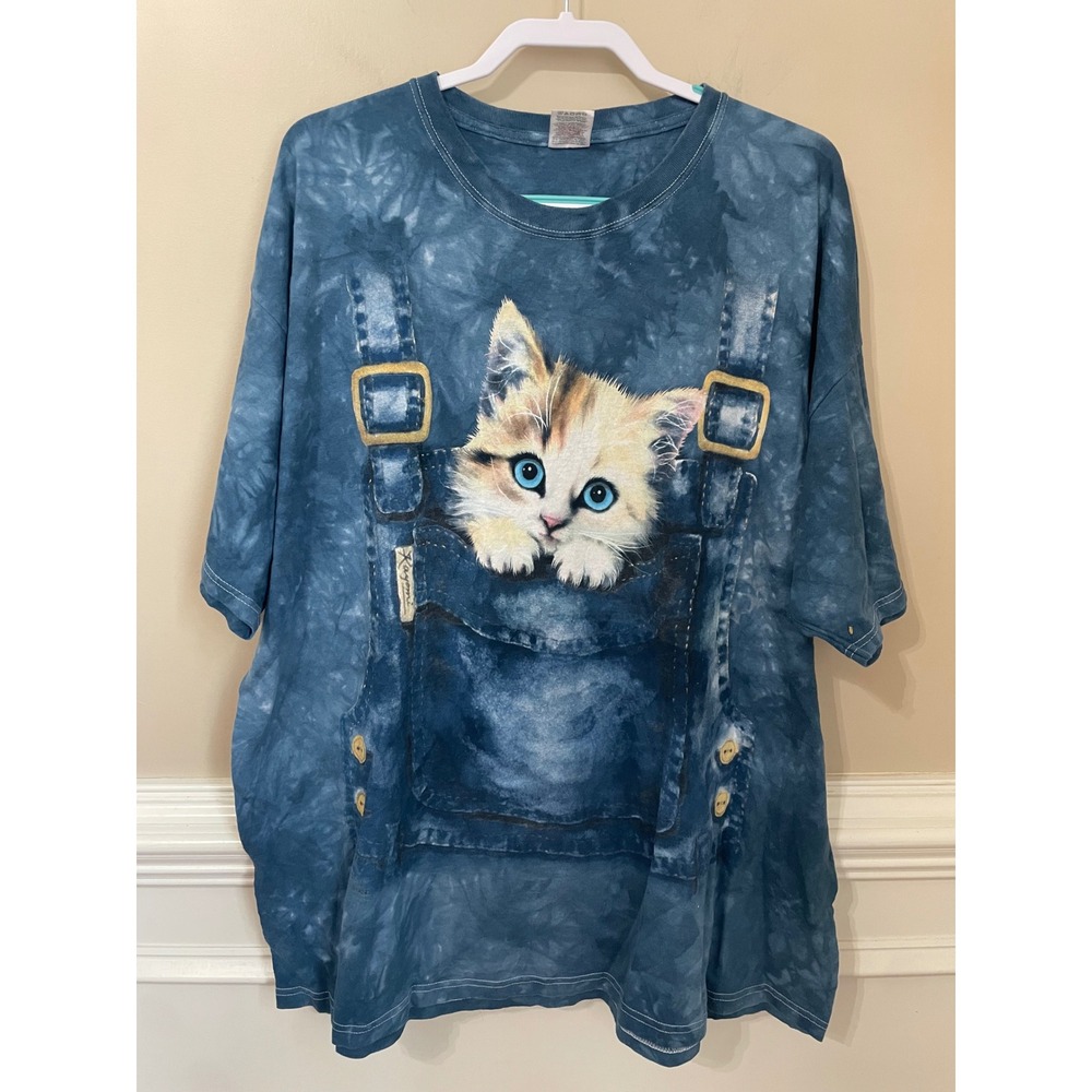 The Mountain Vintage 2002 Kitten Overalls Kayomi Harai Tshirt Blue Mens 3XL